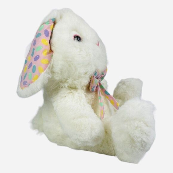 Vintage 90s Dan Dee White 14" Easter Bunny Rabbit Plush Jellybean Ears Bowtie - Picture 6 of 16